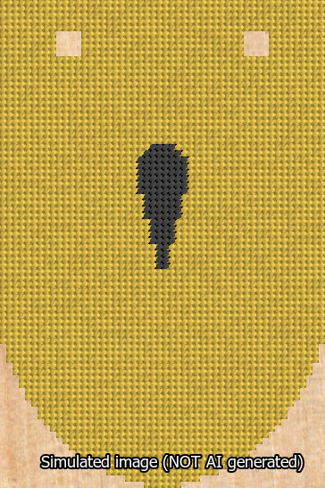 A simulated image of the stitched needlepoint design: Banner 13m Rounded Apostrophe Black on Yellow. Not A.I. generated.