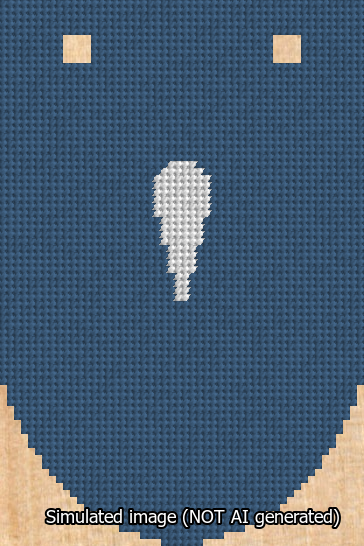 A simulated image of the stitched needlepoint design: Banner 13m Rounded Apostrophe White on Blue. Not A.I. generated.