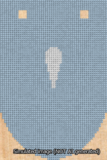 A simulated image of the stitched needlepoint design: Banner 13m Rounded Apostrophe White on Light Blue. Not A.I. generated.