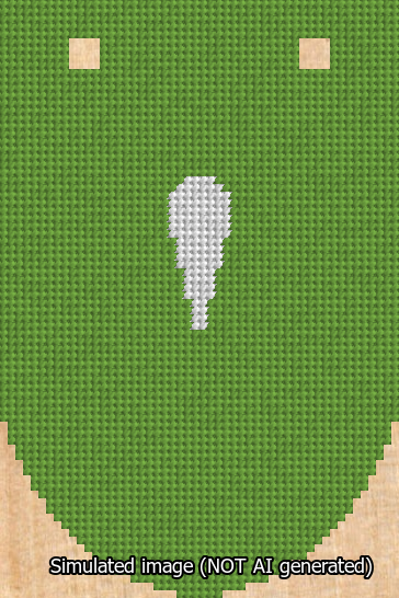 A simulated image of the stitched needlepoint design: Banner 13m Rounded Apostrophe White on Light Green. Not A.I. generated.