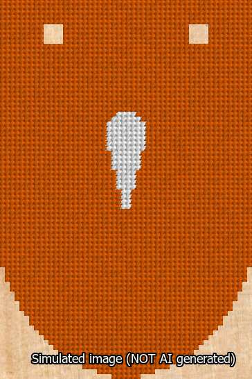 A simulated image of the stitched needlepoint design: Banner 13m Rounded Apostrophe White on Orange. Not A.I. generated.