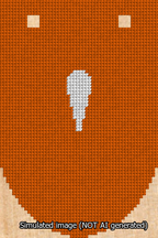 A simulated image of the stitched needlepoint design: Banner 13m Rounded Apostrophe White on Orange. Not A.I. generated.