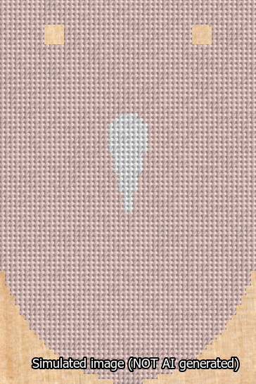 A simulated image of the stitched needlepoint design: Banner 13m Rounded Apostrophe White on Pink. Not A.I. generated.