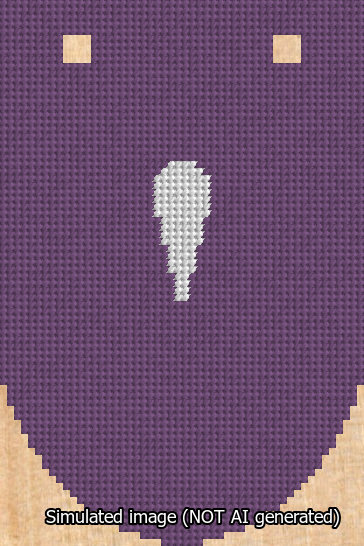 A simulated image of the stitched needlepoint design: Banner 13m Rounded Apostrophe White on Purple. Not A.I. generated.