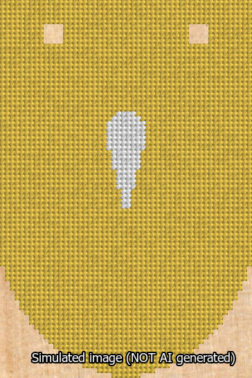 A simulated image of the stitched needlepoint design: Banner 13m Rounded Apostrophe White on Yellow. Not A.I. generated.
