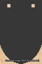 A simulated image of the stitched needlepoint design: Banner 13m Rounded Blank Black. Not A.I. generated.