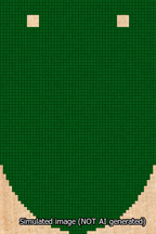 A simulated image of the stitched needlepoint design: Banner 13m Rounded Blank Green. Not A.I. generated.