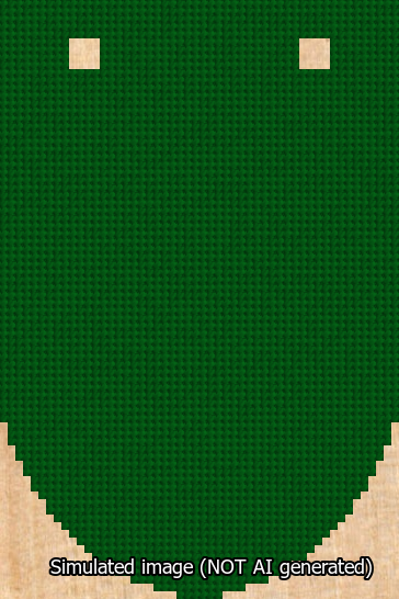 A simulated image of the stitched needlepoint design: Banner 13m Rounded Blank Green. Not A.I. generated.