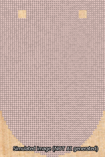 A simulated image of the stitched needlepoint design: Banner 13m Rounded Blank Pink. Not A.I. generated.