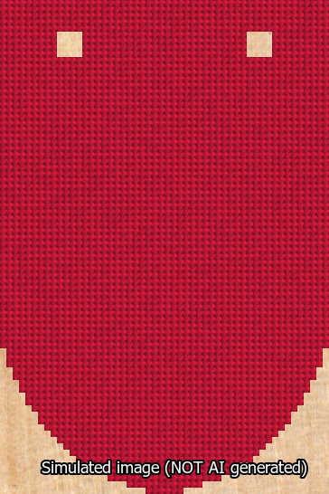 A simulated image of the stitched needlepoint design: Banner 13m Rounded Blank Red. Not A.I. generated.