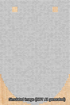 A simulated image of the stitched needlepoint design: Banner 13m Rounded Blank White. Not A.I. generated.