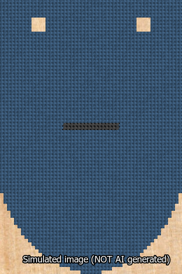 A simulated image of the stitched needlepoint design: Banner 13m Rounded Dash Black on Blue. Not A.I. generated.