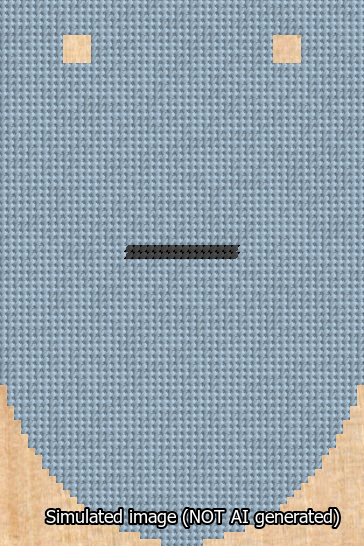 A simulated image of the stitched needlepoint design: Banner 13m Rounded Dash Black on Light Blue. Not A.I. generated.