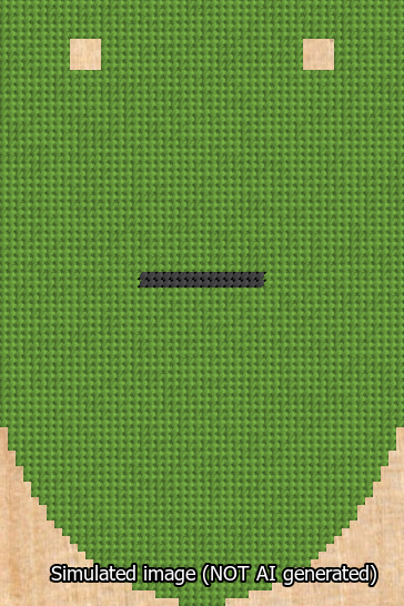 A simulated image of the stitched needlepoint design: Banner 13m Rounded Dash Black on Light Green. Not A.I. generated.