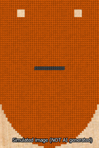 A simulated image of the stitched needlepoint design: Banner 13m Rounded Dash Black on Orange. Not A.I. generated.