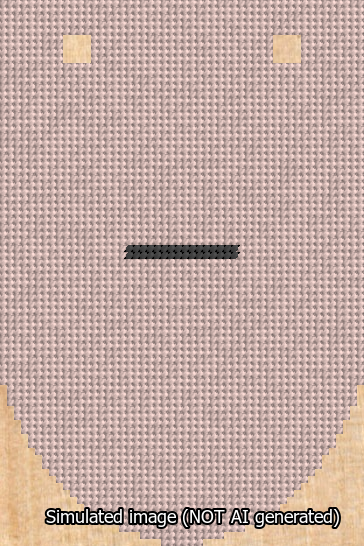 A simulated image of the stitched needlepoint design: Banner 13m Rounded Dash Black on Pink. Not A.I. generated.