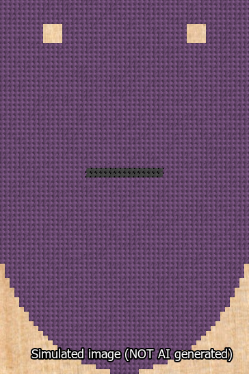 A simulated image of the stitched needlepoint design: Banner 13m Rounded Dash Black on Purple. Not A.I. generated.
