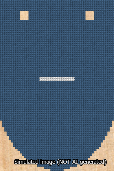 A simulated image of the stitched needlepoint design: Banner 13m Rounded Dash White on Blue. Not A.I. generated.