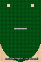 A simulated image of the stitched needlepoint design: Banner 13m Rounded Dash White on Green. Not A.I. generated.