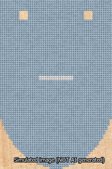A simulated image of the stitched needlepoint design: Banner 13m Rounded Dash White on Light Blue. Not A.I. generated.