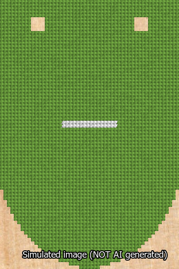 A simulated image of the stitched needlepoint design: Banner 13m Rounded Dash White on Light Green. Not A.I. generated.