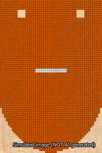 A simulated image of the stitched needlepoint design: Banner 13m Rounded Dash White on Orange. Not A.I. generated.