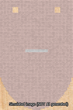 A simulated image of the stitched needlepoint design: Banner 13m Rounded Dash White on Pink. Not A.I. generated.