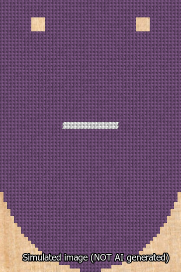A simulated image of the stitched needlepoint design: Banner 13m Rounded Dash White on Purple. Not A.I. generated.