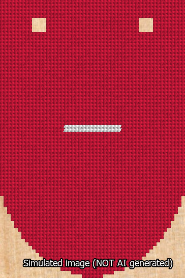 A simulated image of the stitched needlepoint design: Banner 13m Rounded Dash White on Red. Not A.I. generated.