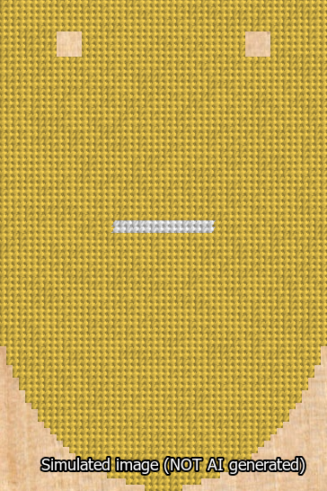 A simulated image of the stitched needlepoint design: Banner 13m Rounded Dash White on Yellow. Not A.I. generated.