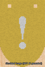 A simulated image of the stitched needlepoint design: Banner 13m Rounded Exclamation White on Yellow. Not A.I. generated.