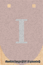 A simulated image of the stitched needlepoint design: Banner 13m Rounded I White on Pink. Not A.I. generated.