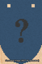 A simulated image of the stitched needlepoint design: Banner 13m Rounded Question Black on Blue. Not A.I. generated.