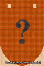 A simulated image of the stitched needlepoint design: Banner 13m Rounded Question Black on Orange. Not A.I. generated.