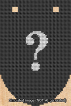 A simulated image of the stitched needlepoint design: Banner 13m Rounded Question White on Black. Not A.I. generated.