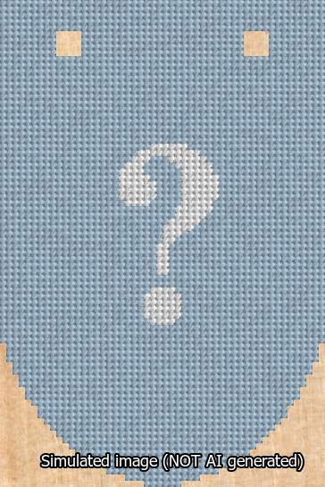 A simulated image of the stitched needlepoint design: Banner 13m Rounded Question White on Light Blue. Not A.I. generated.