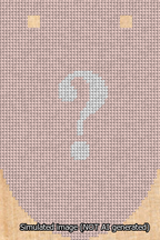 A simulated image of the stitched needlepoint design: Banner 13m Rounded Question White on Pink. Not A.I. generated.