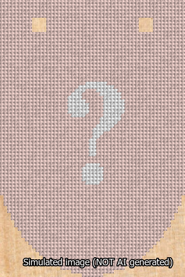 A simulated image of the stitched needlepoint design: Banner 13m Rounded Question White on Pink. Not A.I. generated.