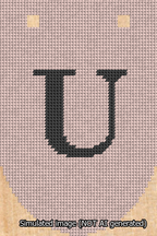 A simulated image of the stitched needlepoint design: Banner 13m Rounded U Black on Pink. Not A.I. generated.