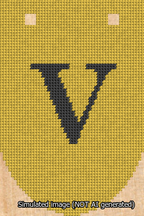 A simulated image of the stitched needlepoint design: Banner 13m Rounded V Black on Yellow. Not A.I. generated.