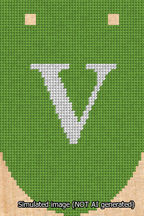 A simulated image of the stitched needlepoint design: Banner 13m Rounded V White on Light Green. Not A.I. generated.