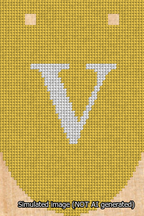 A simulated image of the stitched needlepoint design: Banner 13m Rounded V White on Yellow. Not A.I. generated.
