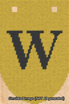 A simulated image of the stitched needlepoint design: Banner 13m Rounded W Black on Yellow. Not A.I. generated.
