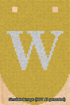 A simulated image of the stitched needlepoint design: Banner 13m Rounded W White on Yellow. Not A.I. generated.