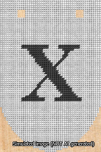 A simulated image of the stitched needlepoint design: Banner 13m Rounded X Black on White. Not A.I. generated.