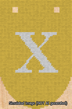 A simulated image of the stitched needlepoint design: Banner 13m Rounded X White on Yellow. Not A.I. generated.