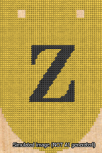 A simulated image of the stitched needlepoint design: Banner 13m Rounded Z Black on Yellow. Not A.I. generated.