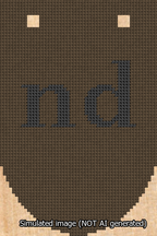 A simulated image of the stitched needlepoint design: Banner 13m Rounded nd Black on Brown. Not A.I. generated.