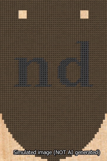 A simulated image of the stitched needlepoint design: Banner 13m Rounded nd Black on Brown. Not A.I. generated.