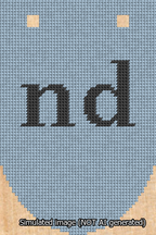 A simulated image of the stitched needlepoint design: Banner 13m Rounded nd Black on Light Blue. Not A.I. generated.